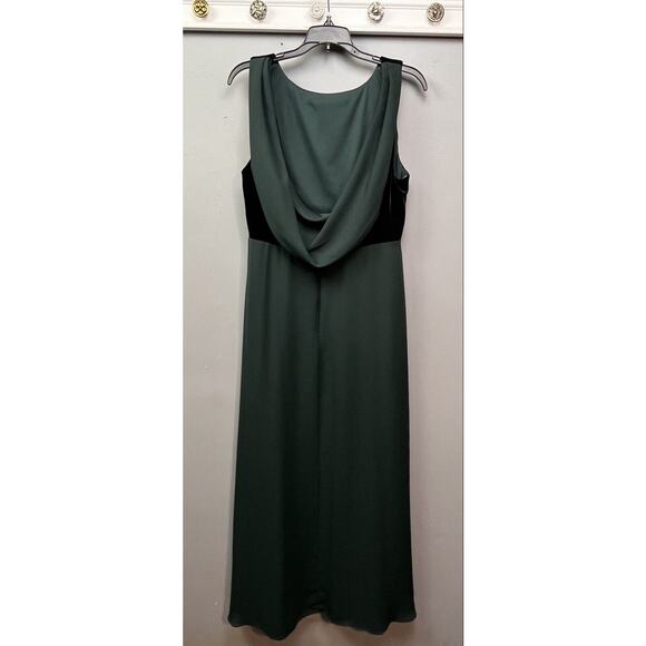 Vintage 90s Rhapsody Velvet Dress Womens 14 Green Formal Long Maxi Drapey Witchy - Picture 2 of 9